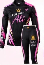 Run With Ali branded athletic uniform concept